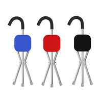 Canne pliante légère à trois pieds antidérapante avec siège, bâton de marche pour personnes âgées, tabouret, thérapie de réadaptation, béquille pour personnes handicapées