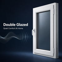 Fenêtre à battant moderne en aluminium avec ouverture à 360 degrés, verrou de sécurité, insonorisée, double vitrage en verre trempé