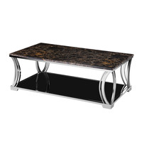 Table basse de salon de style moderne avec structure en acier inoxydable et plateau en marbre à vendre