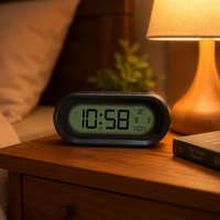 Jam Alarm Digital ABS Pintar dengan Fungsi Kalender dan Snooze, Bertenaga Baterai untuk Kantor, Dapur, Dekorasi Rumah - Desain Modern