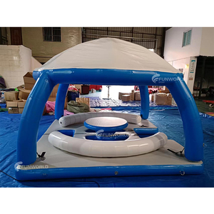 Plataforma <span class=keywords><strong>Flotante</strong></span> Inflable para Parque Acuático, Muelle para Yates, Equipo de Juego Acuático, Isla Inflable con Carpa - Product Image 4