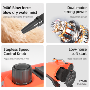 เครื่องเป่าขนสัตว์เลี้ยง <span class=keywords><strong>Shernbao</strong></span> DHD-3000F/2400F ระดับมืออาชีพ กำลังไฟ 3000 วัตต์ มอเตอร์คู่ ความเร็วสูง - Product Image 3