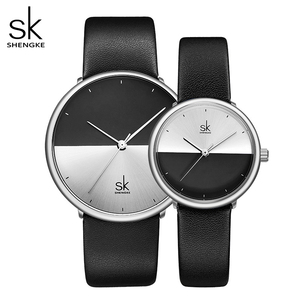 <b>Couple</b> Watch Two Tone <b>Matching</b> Three Hands Quartz Watch Waterproof Genuine Leather Strap for Daily Pair Wrist Watch - Product Image 5