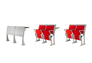 เก้าอี้เรียนแบบมีบันไดสีแดงทันสมัย โต๊ะเขียนหนังสือแบบมีที่นั่งติดตั้งถาวร ทนทาน เหมาะสำหรับห้องบรรยายในมหาวิทยาลัย - Product Image 6