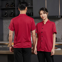Veste de Chef Respirante à 360° Manches Courtes, Uniforme de Cuisine Professionnel Homme et Femme pour la Restauration