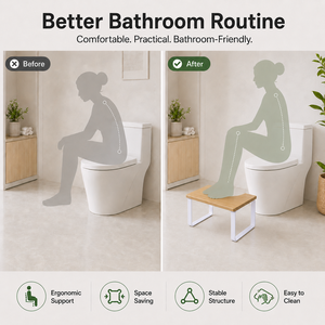 Repose-pieds moderne antidérapant en <span class=keywords><strong>bois</strong></span> naturel et métal pour salle de bain, aide au positionnement accroupi, tabouret de toilette pour adultes - Product Image 3