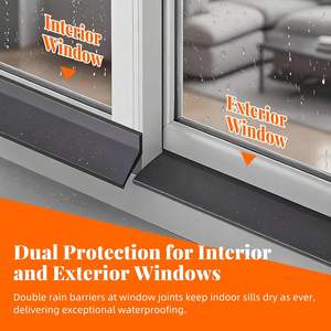Protection contre les gouttes d'eau pour le <span class=keywords><strong>rebord</strong></span> de <span class=keywords><strong>fenêtre</strong></span> autocollante imperméable, barrière de pluie en caoutchouc flexible pour les portes, les fenêtres, bande d'étanchéité - Product Image 5