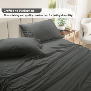 طقم سرير من 4 سرير قطني ناعم قابل للتنفس نسيج قطني عضوي طقم ملاءة ملكة مع سروال للسرير - Product Image 5