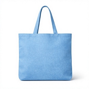 Sacs de plage en gros, grands sacs fourre-tout avec logo imprimé, en toile, à longues poignées, fermeture éclair, sacs de courses réutilisables en coton - Product Image 2