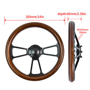 TIYPEOR Universal de madera maciza, soporte tipo sándwich, 14 pulgadas, nuevo diseño, soporte de 3 radios, volante de coche clásico Retro - Product Image 2