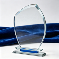 Offre Spéciale – Plaque en Verre Cristal Bleu, Trophée en Verre, Récompenses en Cristal – Logo Personnalisable, Vente en Gros à Prix Abordable