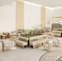 Combinaison de table et de chaises de style crème de luxe moderne et léger pour café en bois massif canapé confortable mobilier de restaurant
