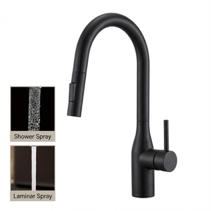 Смеситель для кухонной мойки с 2 функциями, черный, из нержавеющей стали, с одной ручкой и выдвижным распылителем - Product Image 2