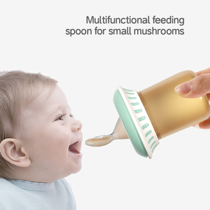 BAOHUI <span class=keywords><strong>Bbet</strong></span> Biberon portable personnalisé en silicone en forme de champignon avec cuillère en silicone pour bébé - Product Image 3