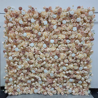 Großhandel Fabrikpreis Realistische Rosen-Morgenblumenwand Künstliche Seidenblumenrolle 8ft X 8ft Blumenwand für Hochzeit und Muttertag