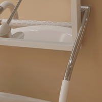 Logo kustom kamar mandi cacat miring cermin dengan bingkai besi tahan karat putih bahan kaca PC untuk penggunaan dinding dinonaktifkan
