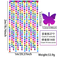 Rideau de pluie papillon dégradé arc-en-ciel 1*2M, idéal pour la décoration de fond de scène de fête d'anniversaire et de mariage
