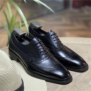 Zapatos Brogue de Cuero Genuino con Punta Cuadrada para Hombre, Cierre con Cordones, Estilo Británico Retro, Formales de Negocios, Transpirables y Ligeros para Primavera/Verano - Product Image 2