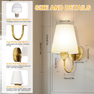 Traditional Bronze <b>Wall</b> Lamp E27 Led <b>Light</b> Source White Shade <b>Switch</b> Control <b>Wall</b> Mounted Lighting For Bedroom Living Room - Product Image 4