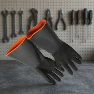 Gants de travail de sécurité de haute qualité, imperméables, en caoutchouc industriel, gants en latex noir pour la protection des mains et des bras, service OEM - Product Image 1