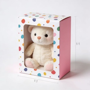 Caja de Regalo Transparente con Ventana, Hecha con Materiales Reciclados, Diseño de Puntos Rosados, Recubrimiento UV y Laminado Mate para Juguetes de Peluche y Regalos - Product Image 3