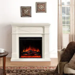 Contemporary White Customized Decorative Fire Place Surround Remote Control Faux Electric Fireplace With Mantel