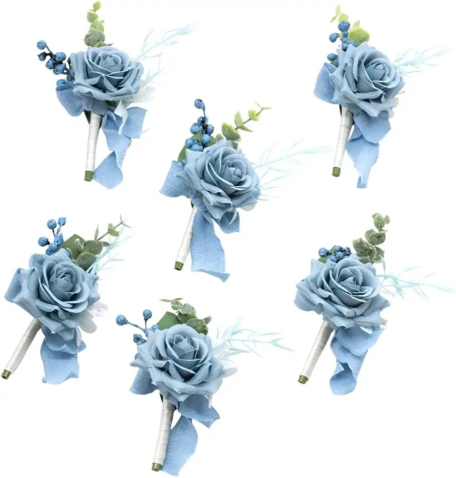 Hoa nhân tạo cổ tay Corsage Vòng đeo tay, homecoming Corsage Wristlet, boutonniere cho nam giới Hoa cưới phụ kiện prom SUI