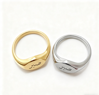 Bague de mode personnalisée en acier inoxydable arabe saoudien calligraphie islamique gravée or argent bandes Patience paix lettres arabes