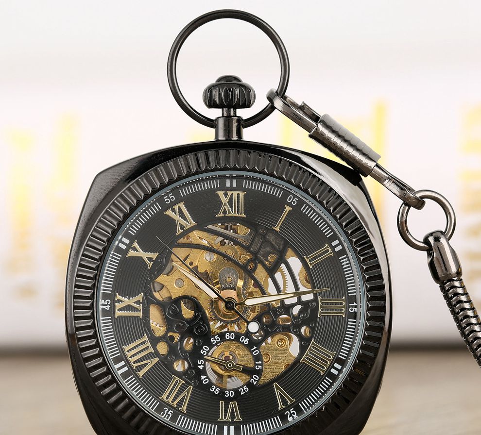 Мужские Наручные Механические карманные часы-скелетоны в античном стиле