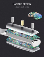 Couteau de chef de haute qualité, 8 pouces, manche en abalone de Damas, lame en acier inoxydable Taiyuan 9CR18, ambidextre, durable, tranchant et de haute qualité