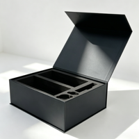 Boîte magnétique rigide en carton gris recyclable avec logo en feuille d'or personnalisé, emballage de luxe en forme de livre, boîte cadeau magnétique avec couvercle magnétique