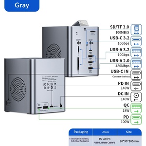 Nueva Estación de Acoplamiento Tipo C Super Patentada para Escritorio con Cámara de <span class=keywords><strong>200W</strong></span>, Doble Canal para Altavoz, 10 Puertos USB 3.0 con Altavoz - Product Image 2