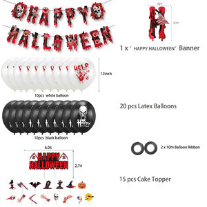 Halloween Rave <b>Balloon</b> <b>Decoration</b> Supplies Scary Blood Broken Hand Pull Flag Cake Card Set - Product Image 2