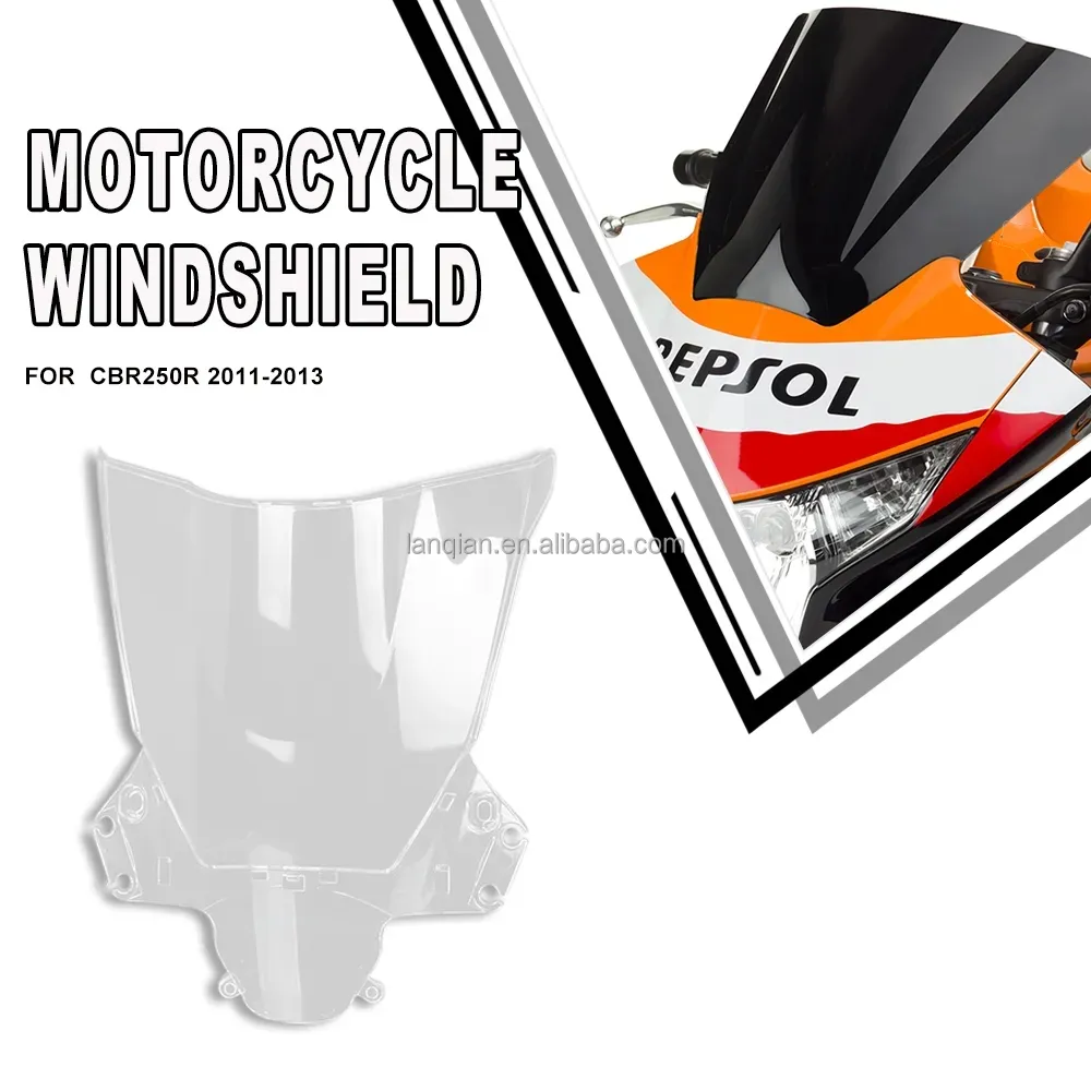 Pelindung angin sepeda motor, kaca depan sepeda motor tahan angin gelembung ganda ABS pelindung angin untuk Honda CBR250R CBR 250 R 2011 2012 2013 CBR 250R