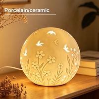Lampe de table LED en forme de boule, nouveau design, en porcelaine, éclairage chaud, veilleuse de bureau ajourée en forme de lune, en promotion
