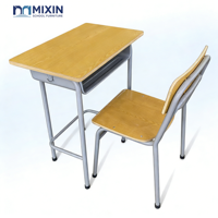 Ensemble bureau et chaise en contreplaqué pour écolier, avec structure métallique, pour salle de classe primaire, salon, mobilier d'étude, tables d'apprentissage