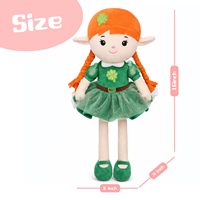 Poupée en peluche douce de 16 pouces, design adorable avec robe en tulle trèfle, joli ornement pour l'espace des animaux de compagnie et l'intérieur