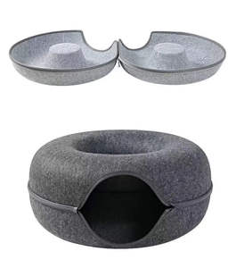 Maison pour chat en feutre moderne et écologique, grande, en forme de donut, anti-griffures, lavable, avec tunnel de jeu détachable, fournitures pour animaux de compagnie, lit pour chat - Product Image 6