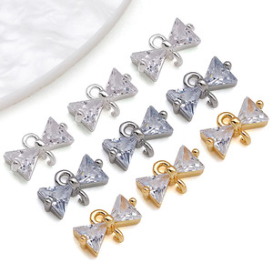 จี้รูปโบว์คริสตัล ชุบทองคำขาวและทองคำ สำหรับงาน DIY เครื่องประดับ อุปกรณ์เสริม ใช้ได้ทุกวัน สำหรับทุกเพศ - Product Image 1