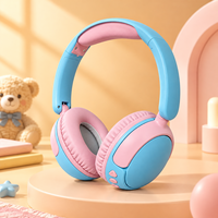 Headphone Anak Lipat Nirkabel Over Ear dengan Batas Volume Aman 85dB, Pelindung Pendengaran, Dilengkapi Mikrofon, Mendukung OEM