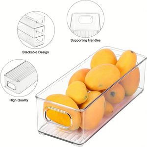 6Pcs Set Clear Stackable Eco-friendly Plastic Food Storage Bins Freshness Preservation for Fridge <b>Kitchen</b> <b>Pantry</b> BPA Free - Product Image 5