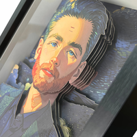 Portrait 3D personnalisé exclusif fait main en plastique, style peinture à l'huile, avec cadre noir pour décoration de bureau et souvenir