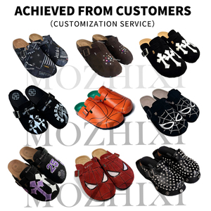 Nouveau design sabots personnalisés chaussures femmes hommes sabots <span class=keywords><strong>mules</strong></span> sabots en cuir de daim de vache plat anti-dérapant pantoufles <span class=keywords><strong>mules</strong></span> conception personnalisée - Product Image 4