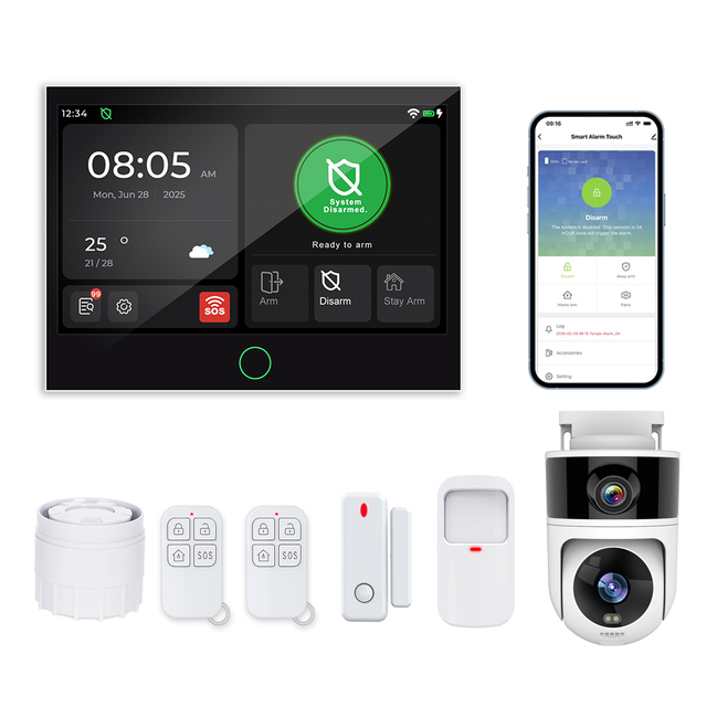 2026 Tuya Smart Home 4G+Wifi Alarm System 7 Inch Screen 433Mhz FSK Portable Burglar Security Camera System for Home
