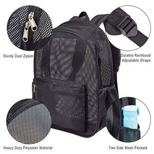 Zaino in rete personalizzata borsa da spiaggia Semi trasparente per sport Casual per bambini zaini da esterno trasparente per studenti - Product Image 4