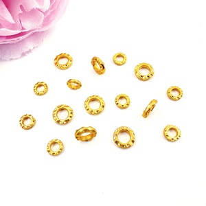 Traditional Sandblasted Gold Wheel <b>Spacer</b> Pads Round Hammered Textured DIY Jewelry Components for Bracelets Necklaces - Product Image 2
