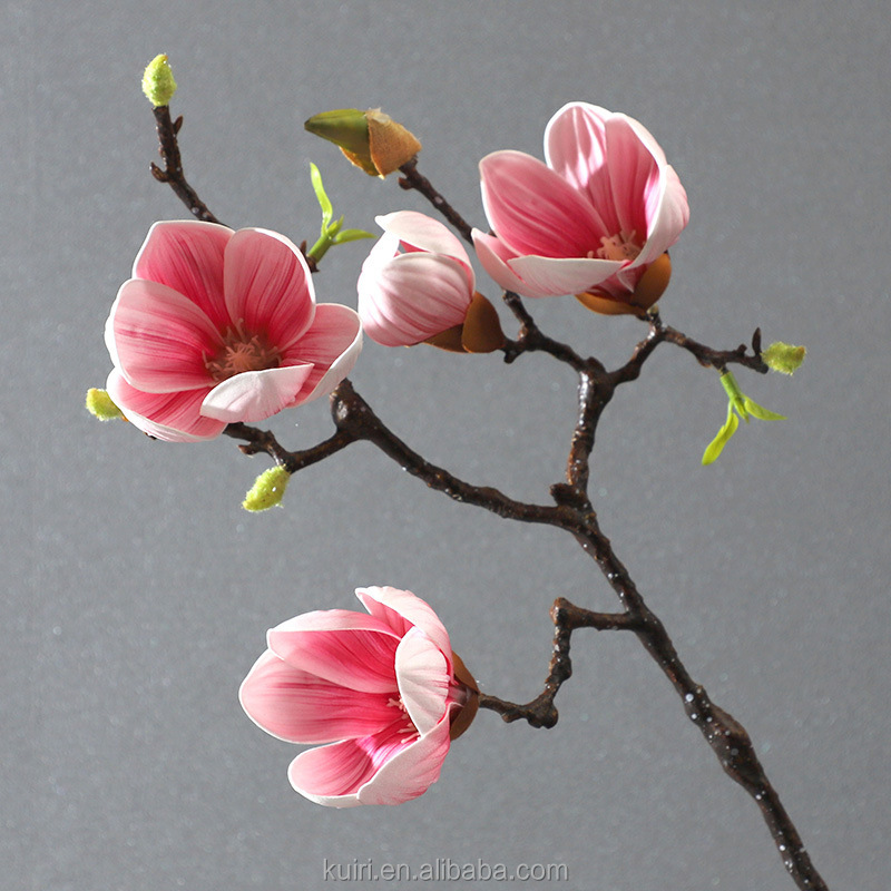 Künstliches Magnolien-Blumenarrangement - 5 Stiele Mit 20 Blüten In Verschiedenen Farben