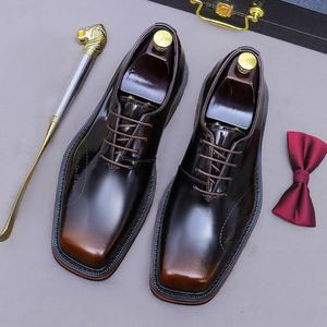 Chaussures en cuir antidérapantes pour hommes automne 2025 de qualité supérieure en cuir de vachette premium, grande taille britannique, à lacets - Product Image 5