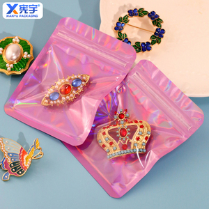 Bolsa de Mylar Holográfica Transparente Personalizada, Azul y Rosa, Sellada con Calor, de Aluminio Arcoíris, a Prueba de Olores, para Dulces, Joyería, Tarjetas DIY - Product Image 2