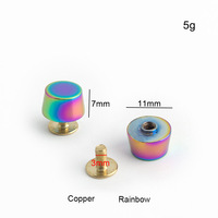 Rivets trapézoïdaux en alliage de zinc résistant à l'usure, diamètre 12 mm, hauteur 6 mm, couleur arc-en-ciel, pour pieds de sac en cuir